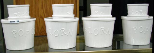 Appraisal: Sixteen piece white ceramic popcorn set including four diameter popcorn