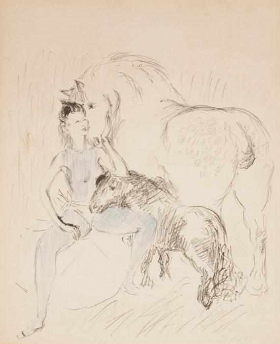 Appraisal: Marcel Vertes French - Woman with Horse and Foal pastel