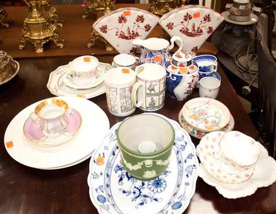 Appraisal: Assorted porcelain and china articles including platters vases canns cachepot