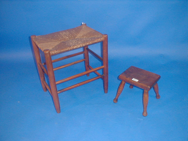 Appraisal: A rush seated stool and another