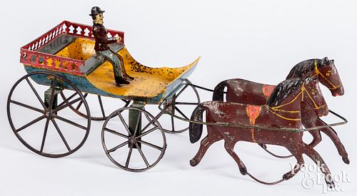 Appraisal: FALLOWS PAINTED TIN JULIAN CARRIAGEFallows painted tin Julian carriage with