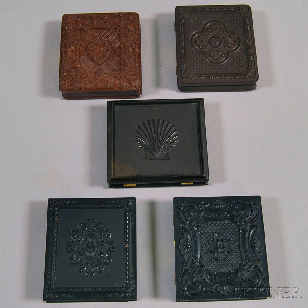 Appraisal: Five Sixth-plate Size Thermoplastic Union Cases three brown a rare