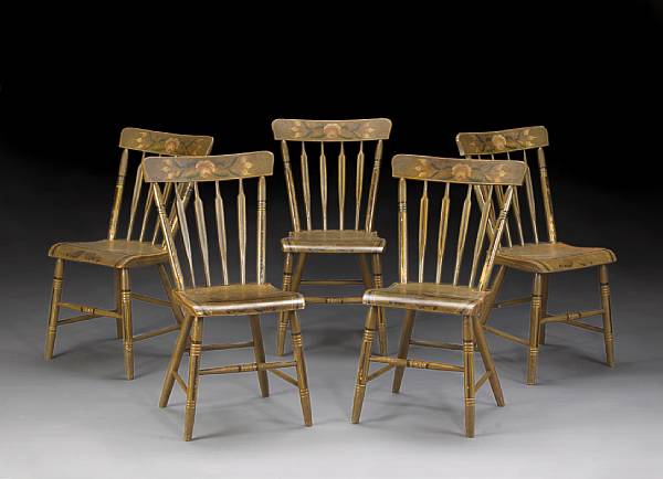 Appraisal: A set of five painted 'fancy' chairs Pennsylvania second quarter