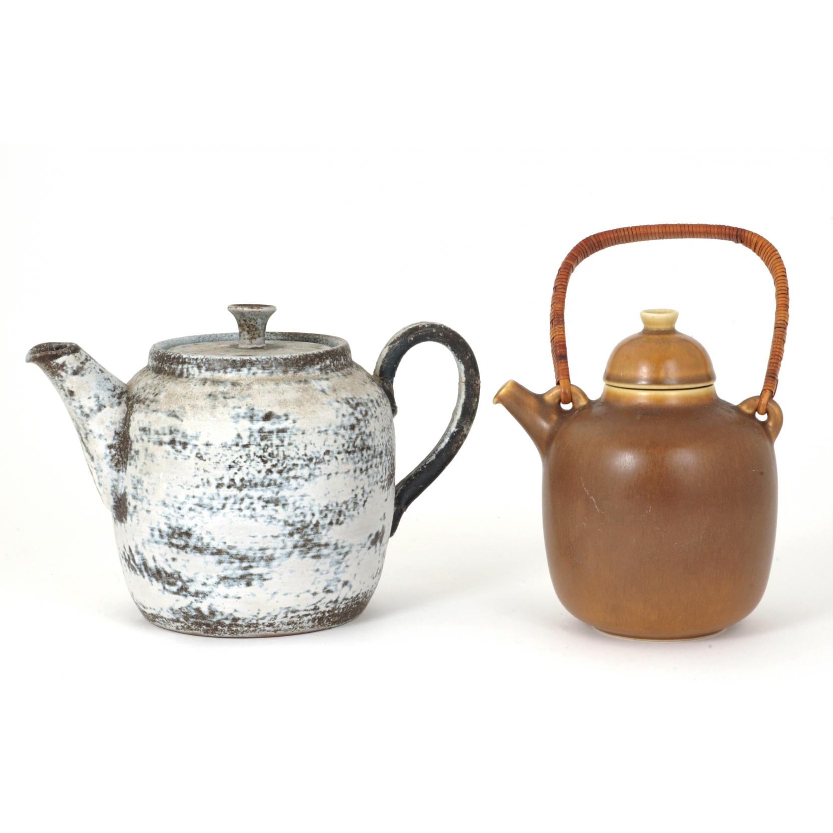 Appraisal: Two Modernist Pottery Teapots s including an American teapot signed