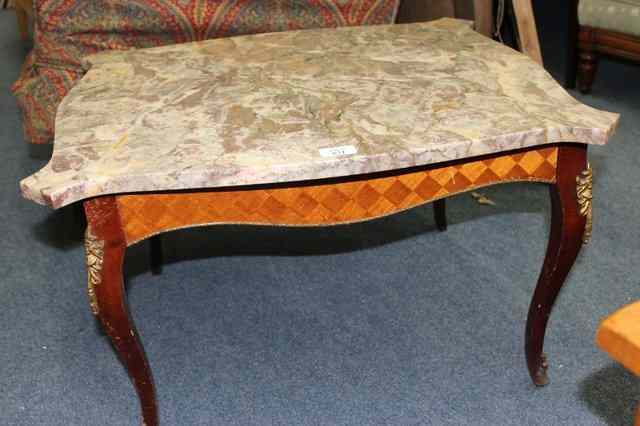 Appraisal: A MARBLE TOPPED LOW TABLE with cabriole legs wide