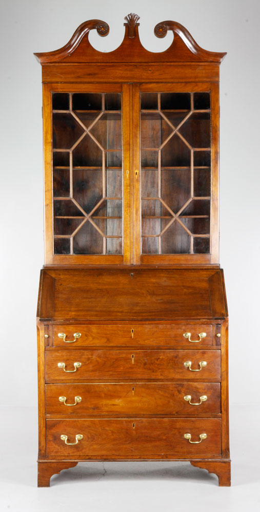 Appraisal: - George III Secretary George III secretary on walnut bracket