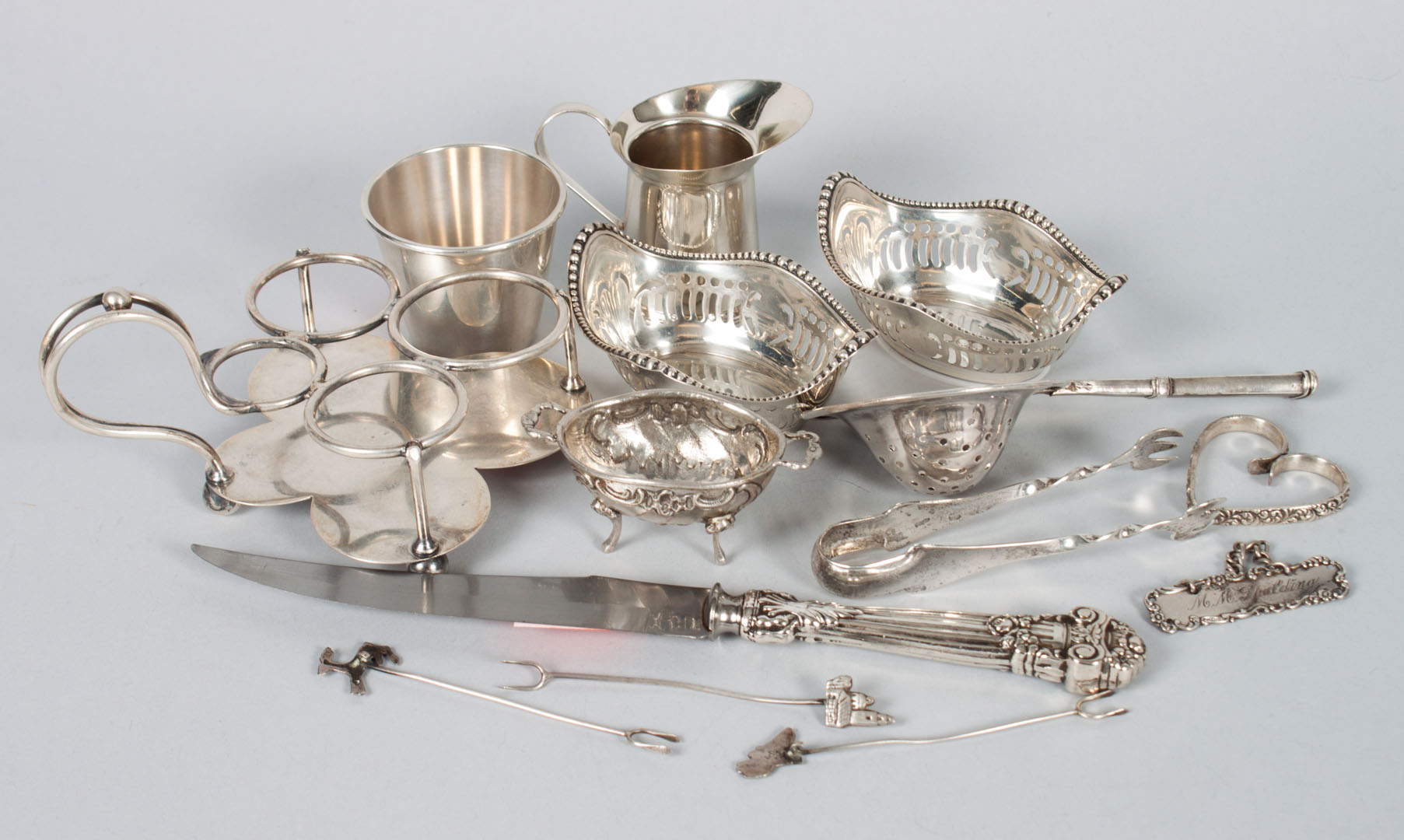 Appraisal: Group of Continental American silver table items comprising pieces including