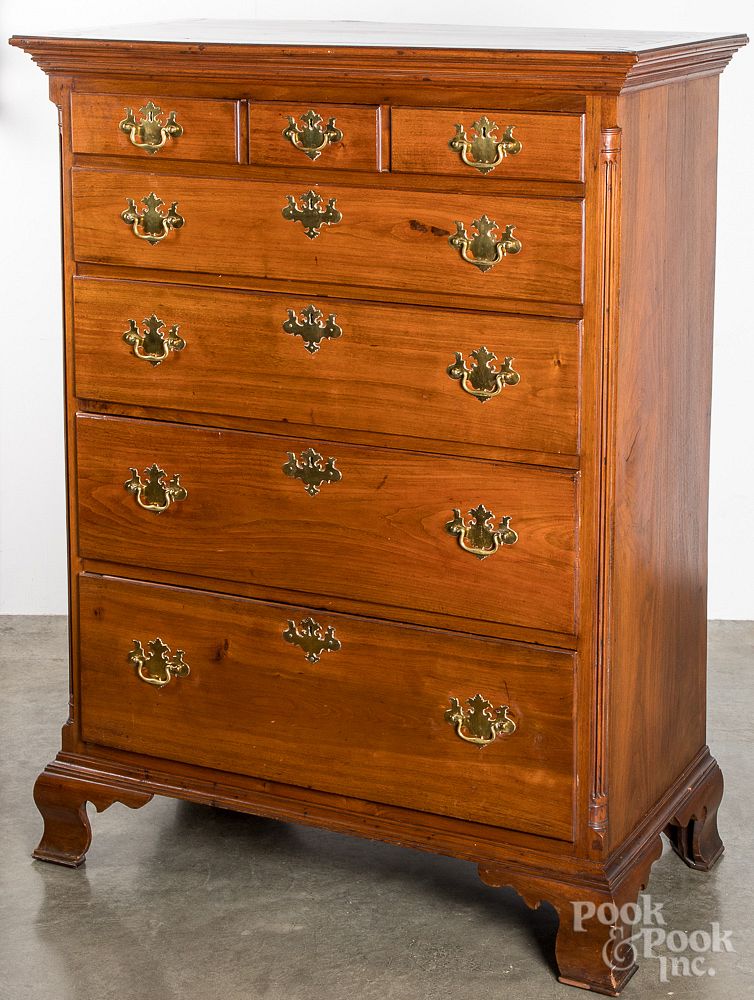 Appraisal: Pennsylvania Chippendale walnut tall chest Pennsylvania Chippendale walnut tall chest