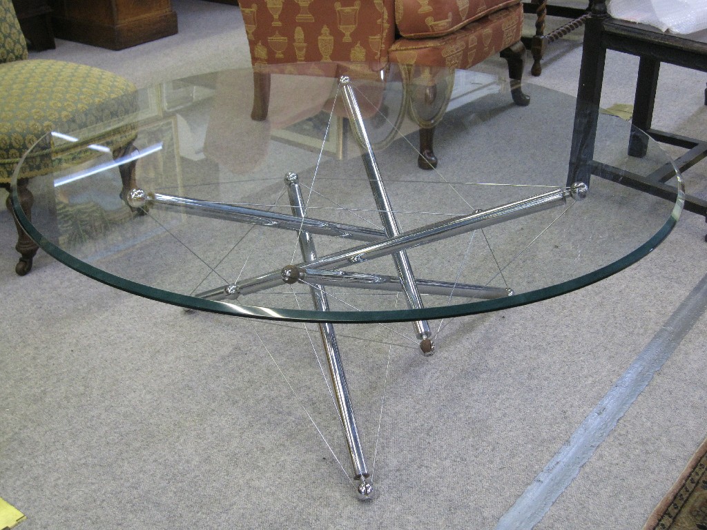 Appraisal: Contemporary glass and chrome table