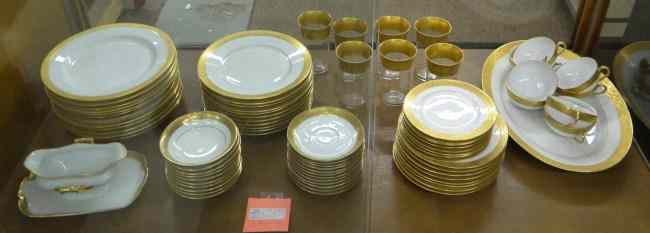 Appraisal: Lot vintage Bavarian gold rim china including '' dinner plates