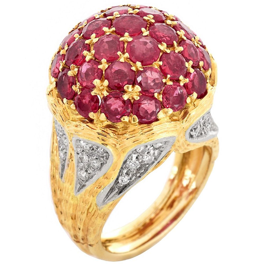 Appraisal: Spitzer Furhmann Ruby and Diamond Ring Vintage Spitzer Furhmann Italian