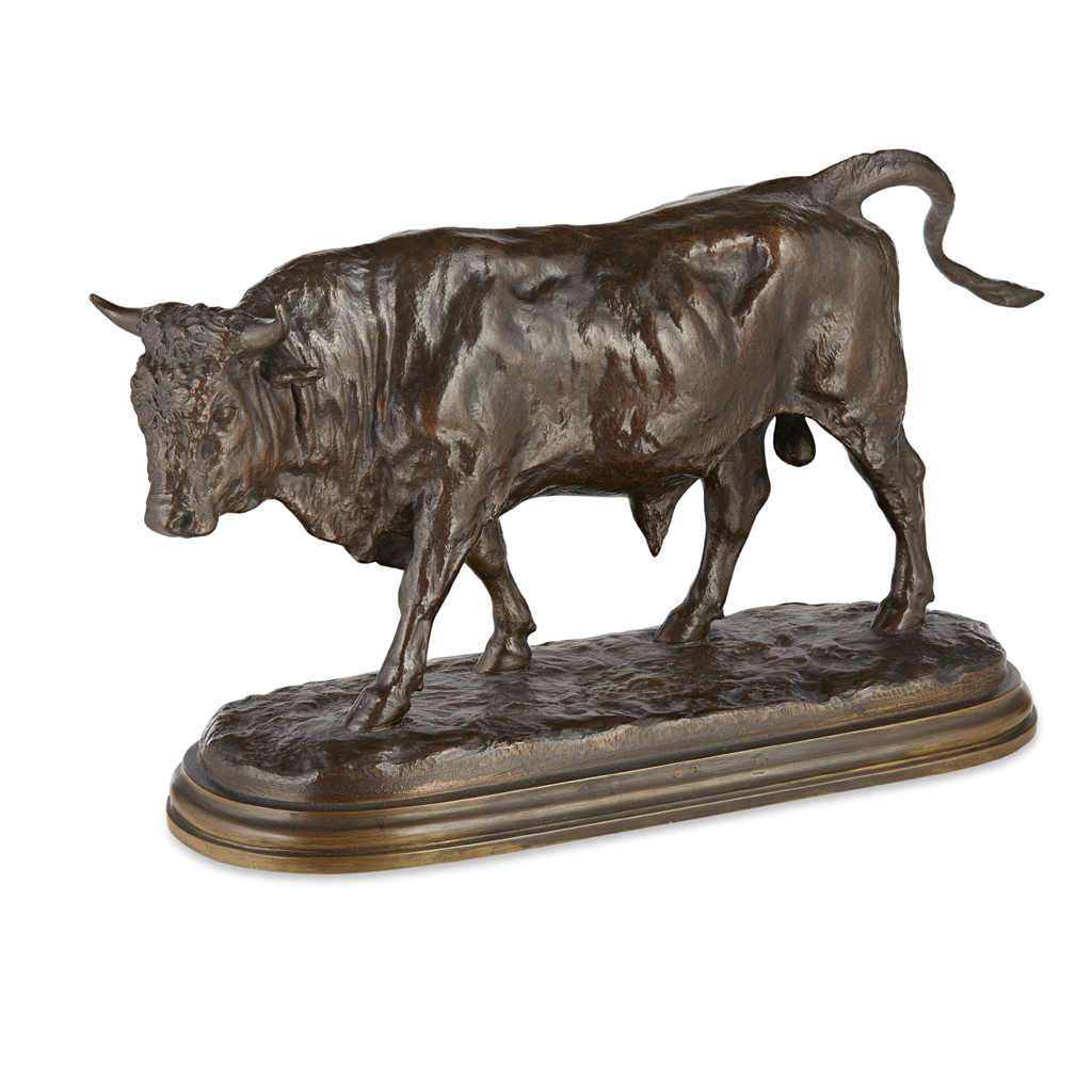 Appraisal: ROSA BONHEUR FRENCH - PACING BULL bronze mid-brown patina signed