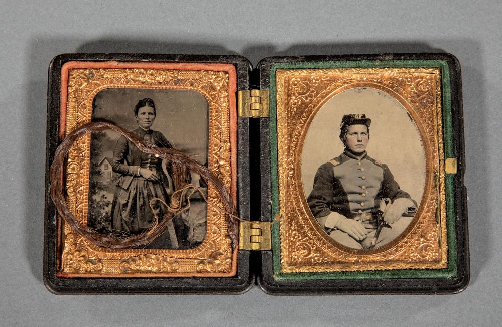 Appraisal: Two Civil War Era Tintypes Wife and Soldier s ninth