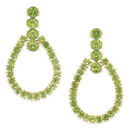 Appraisal: Pair of Gold and Peridot Hoop Earrings Estimate -