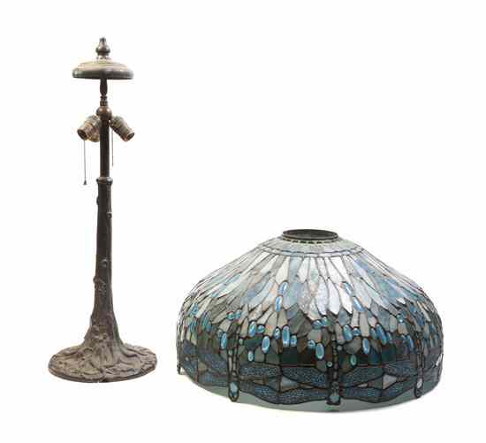 Appraisal: An American Leaded Glass Table Lamp the domed shade with