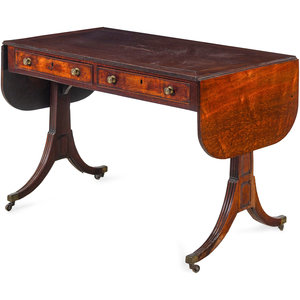 Appraisal: A George III Figured and Brass-Mounted Mahogany Sofa Table Circa