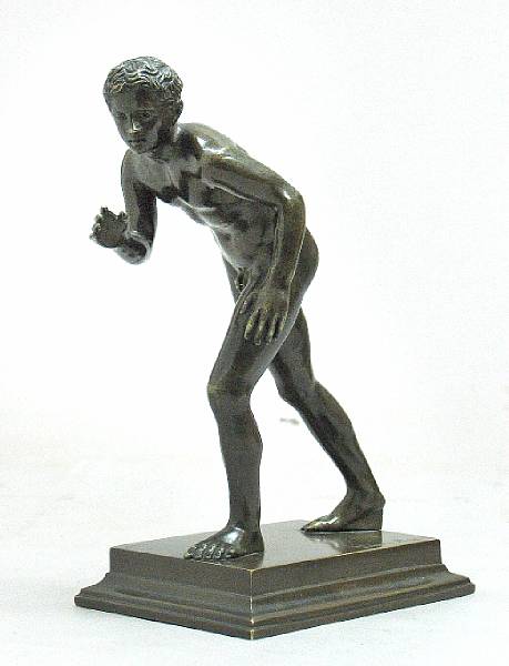 Appraisal: An Italian patinated bronze figure of an athlete after the