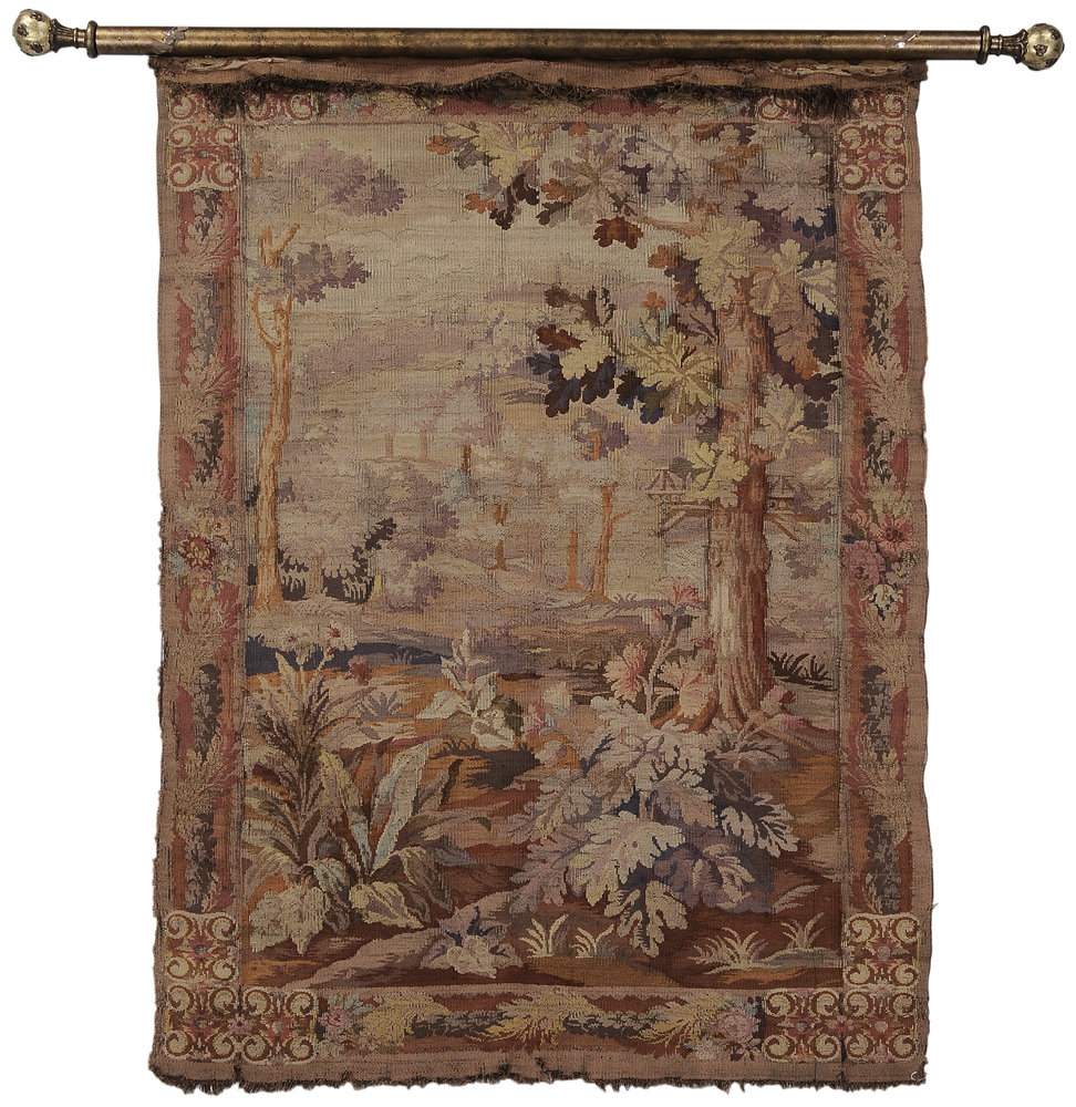 Appraisal: Verdure Tapestry probably Continental th century woodland scene with bridge