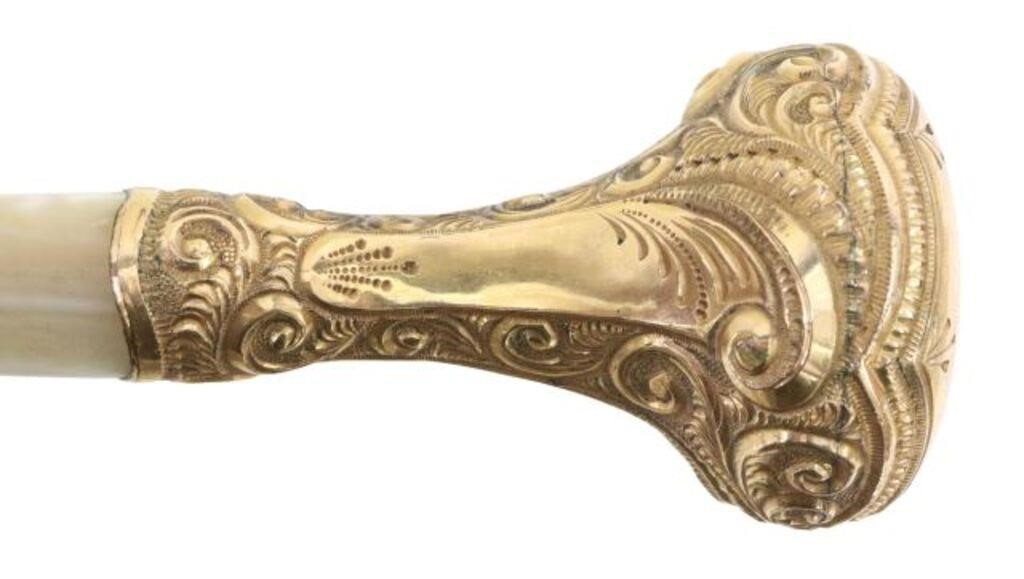 Appraisal: Victorian gold-plated umbrella handle late th early th c with