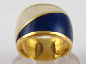 Appraisal: A French hallmarked carat gold blue and white enamel ring