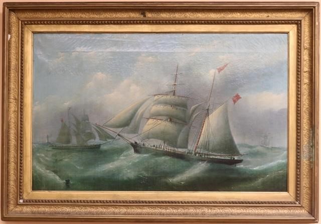 Appraisal: GEORGE NELSON UK OIL PAINTING ON CANVASDEPICTING THE ELIZABETH KELLY