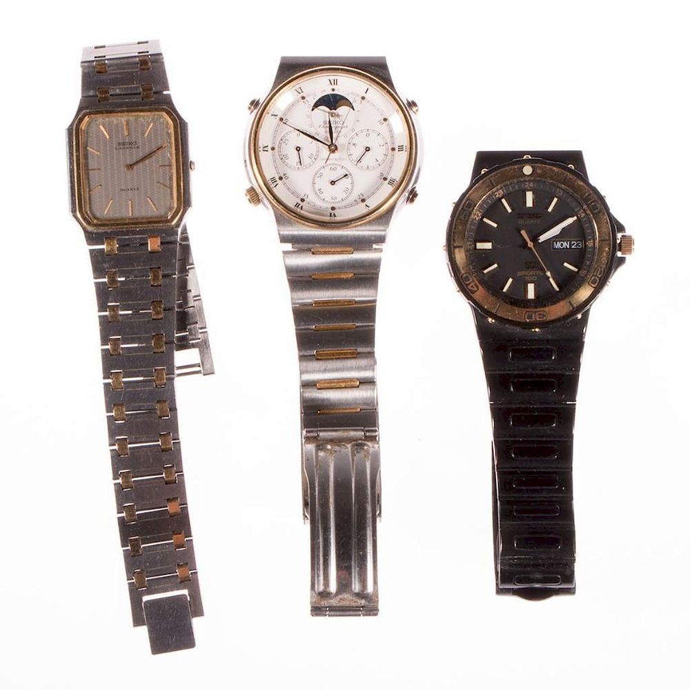 Appraisal: Three Seiko watches gents watches stainless steel and metal