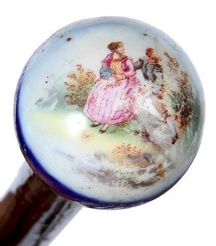 Appraisal: Porcelain Dress Cane Ca - A portrait cane with a