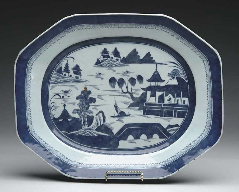 Appraisal: LARGE CHINESE EXPORT BLUE AND WHITE CANTON PLATTER Mid th