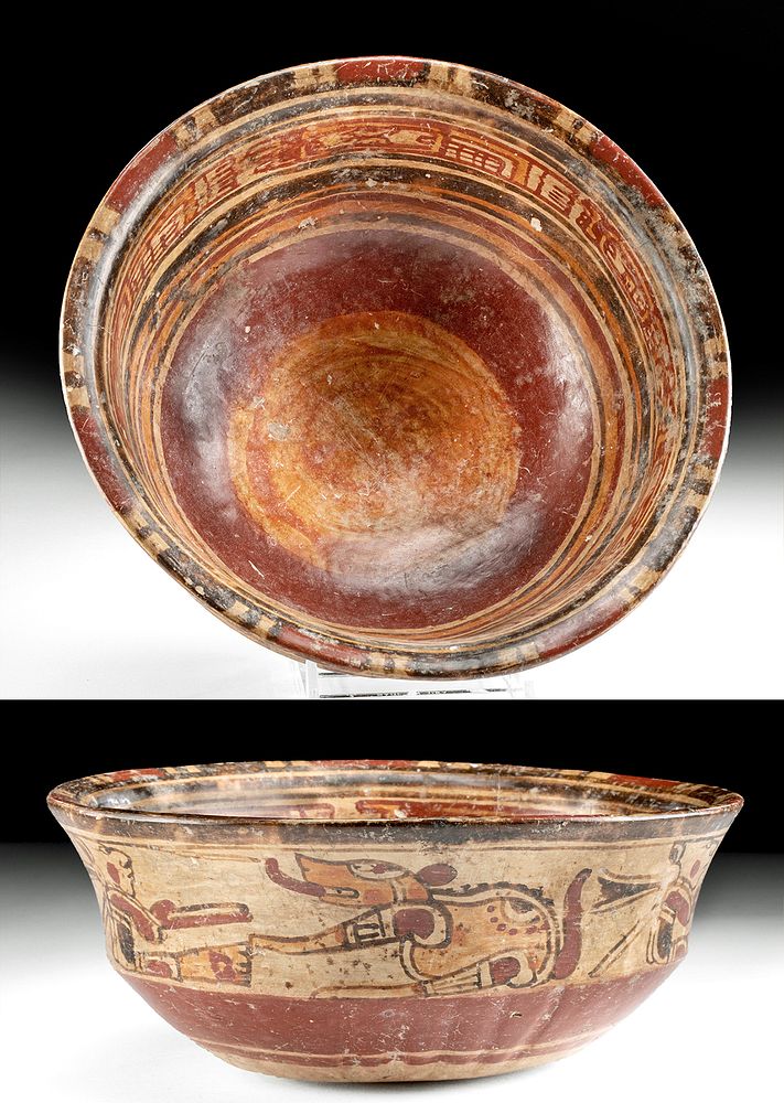 Appraisal: Maya Copador Polychrome Pottery Dog Deity Bowl Pre-Columbian El Salvador