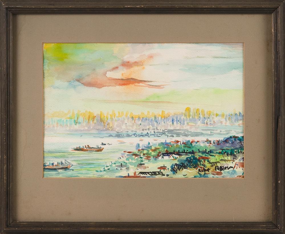 Appraisal: ROBERT PETERSON AMERICA TH CENTURY VIEW OF MANHATTAN WATERCOLOR ON