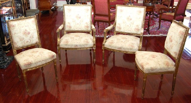 Appraisal: A LOUIS XVI STYLE GILT WOOD SALON SUITE Comprising two