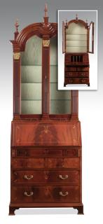 Appraisal: French Louis XV style secr taire bookcase h Continental secretaire