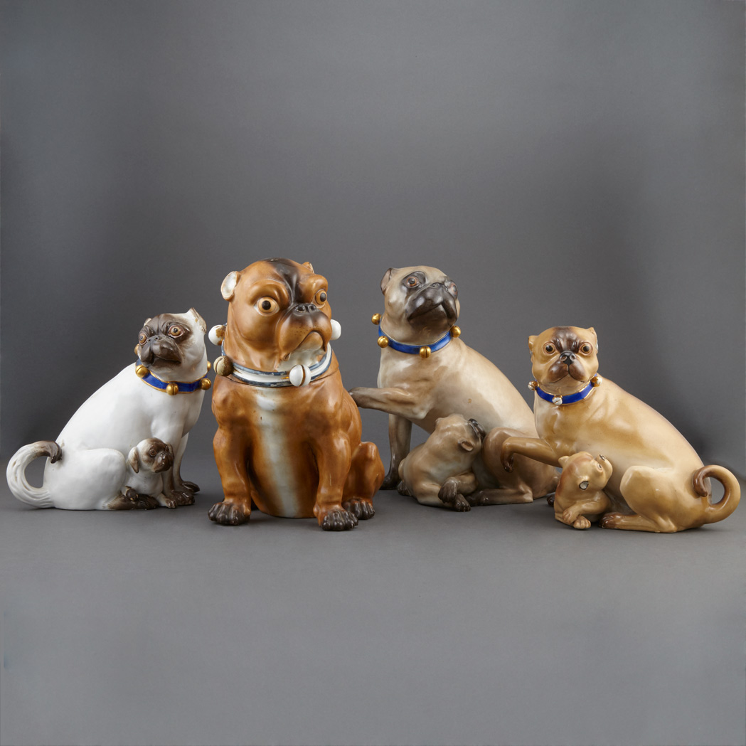 Appraisal: Two Meissen Porcelain Groups of a Pug and Its Puppy