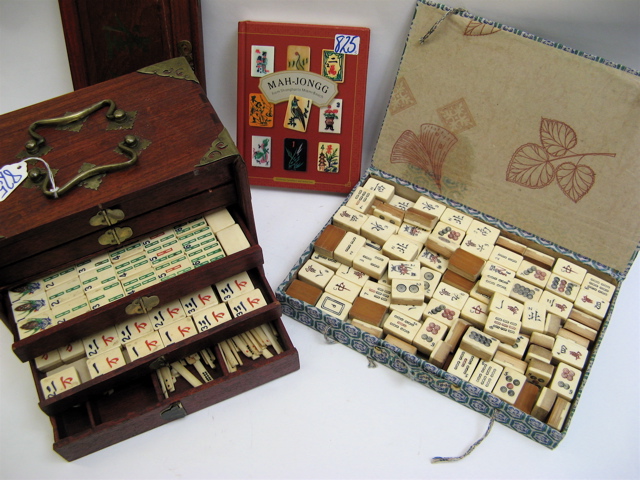 Appraisal: TWO CHINESE MAHJONG SETS AND A BOOK Includes a hardwood