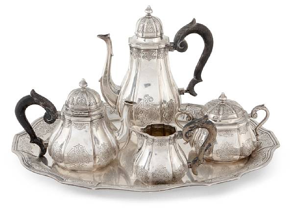 Appraisal: A Continental standard silver individual four piece tea and coffee