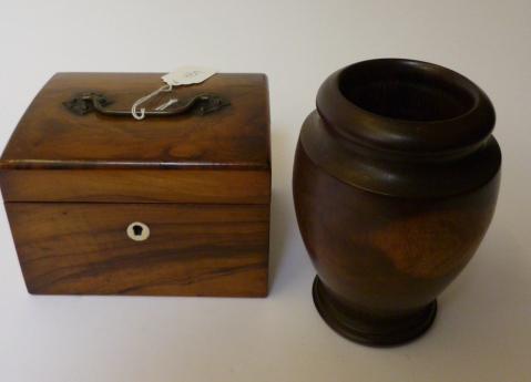 Appraisal: AN ARTS AND CRAFTS OLIVE WOOD TEA CADDY of oblong