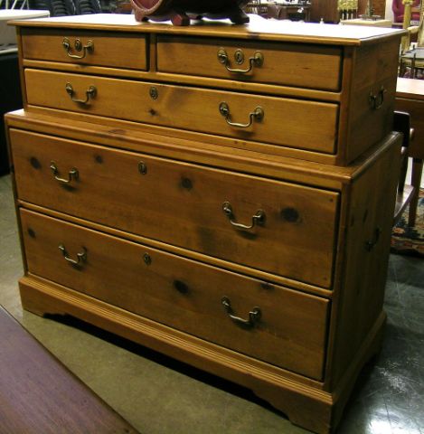 Appraisal: Primitive style chest on chest drawers th century manufacture good