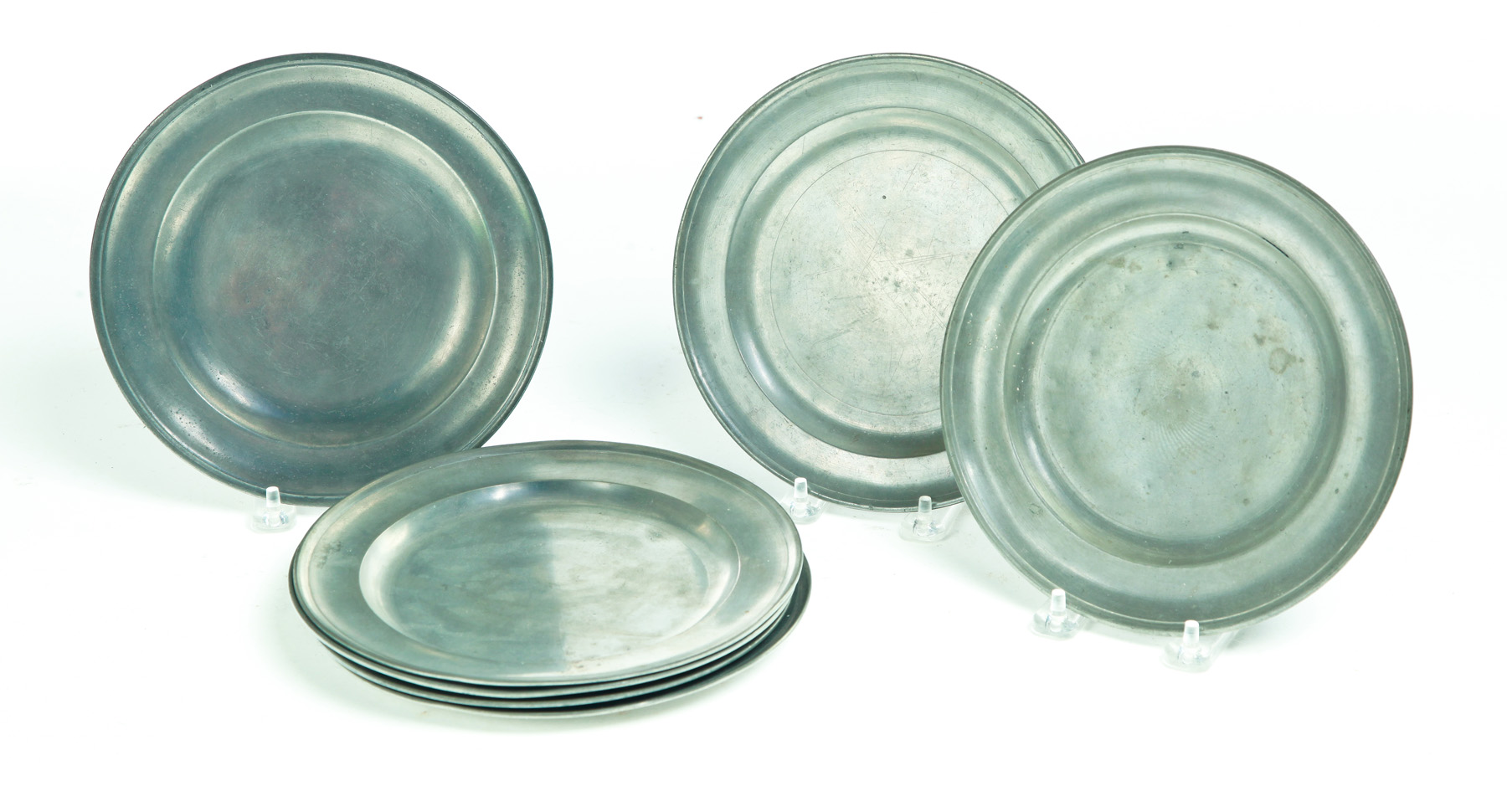 Appraisal: SEVEN AMERICAN PEWTER PLATES Late th- th century Three are