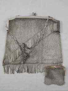 Appraisal: An Austrian silver mesh evening bag circa together with a