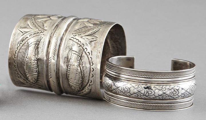 Appraisal: Group of Two Silver Cuff Bracelets consisting of a large