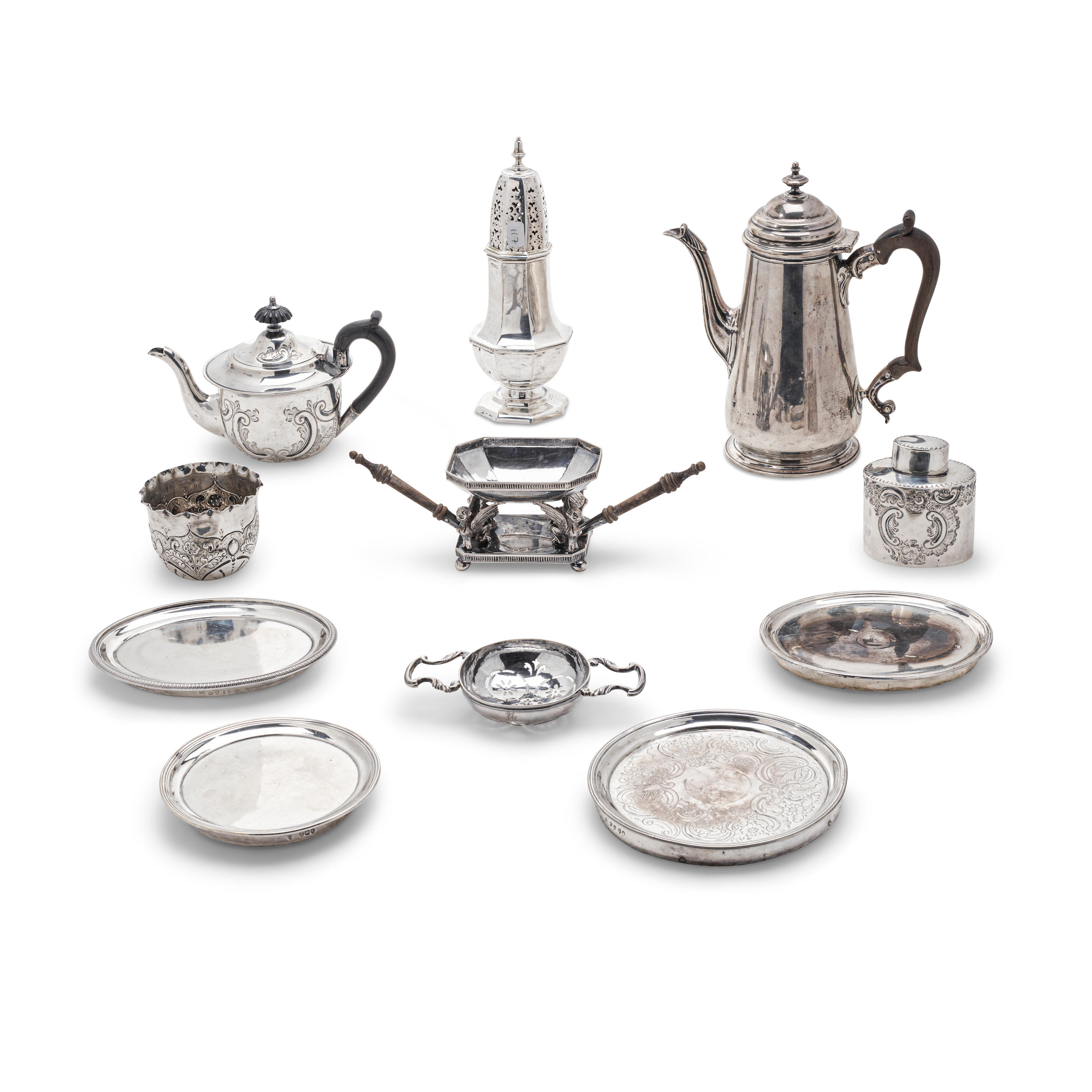 Appraisal: A GROUP OF ENGLISH SILVER TEA AND COFFEE VESSELS BY