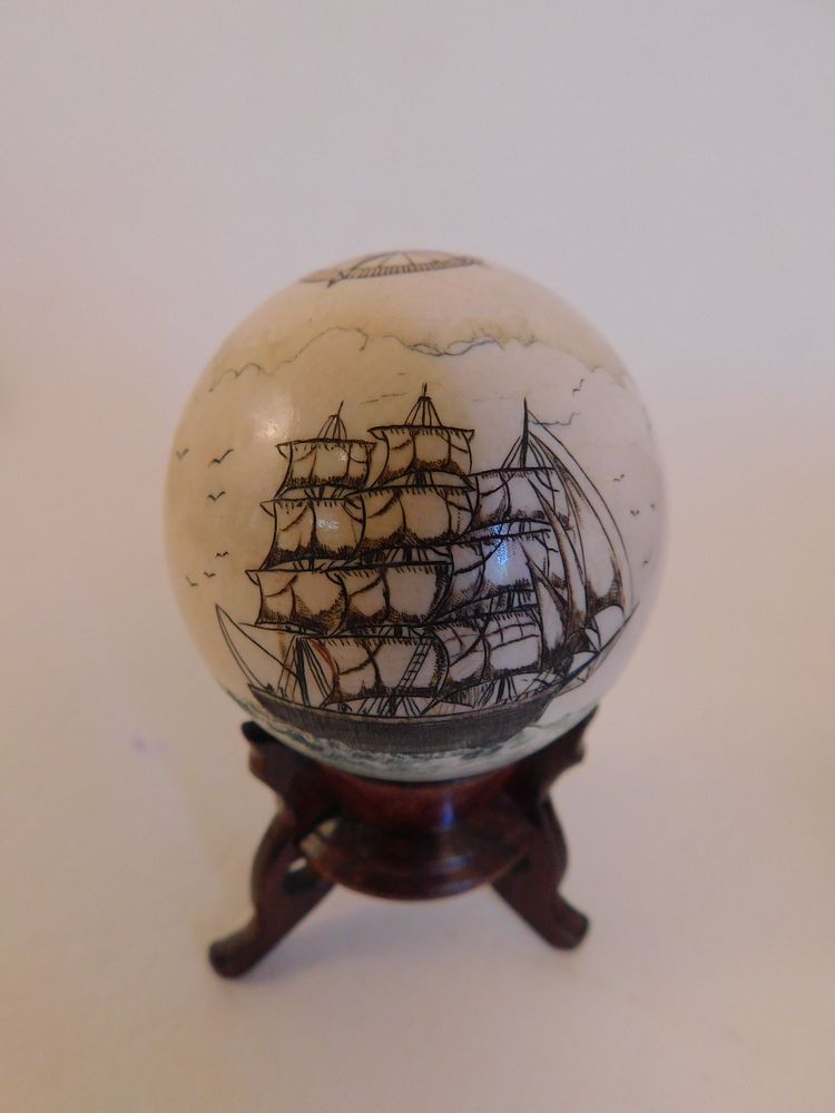 Appraisal: MINIATURE BONE SCRIMSHAW GLOBE Miniature scrimshaw bone globe of earth