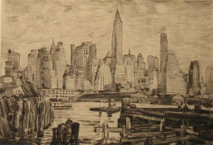 Appraisal: MORTIMER BORNE american - VIEW OF MANHATTAN FROM NEW JERSEY