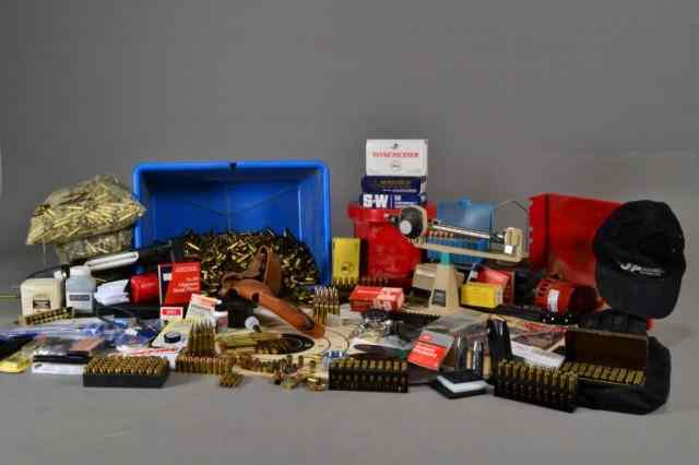 Appraisal: BOXES OF VARIOUS LOADING EQUIPMENTTo include various cartridges over brass