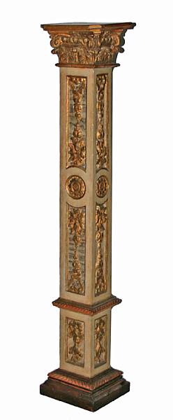 Appraisal: A painted and parcel gilt column