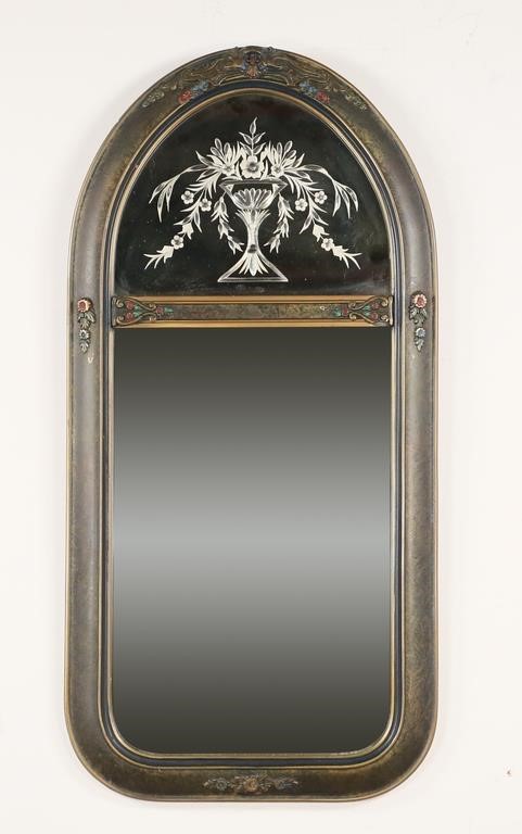 Appraisal: Etched and painted art deco style mirror Some scratching to