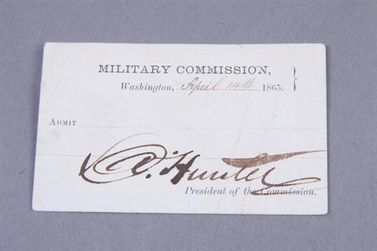 Appraisal: VISITOR'S PASS TO MILITARY PROCEEDING AND TRIAL OF BOOTH'S CONSPIRATORS