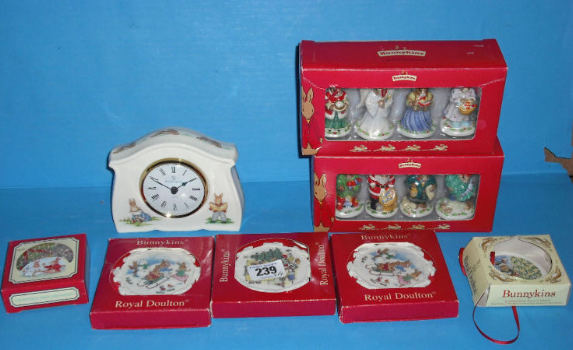 Appraisal: Royal Doulton Bunnykins Mantle Clock Miniature Christmas Collection Figures Comprising