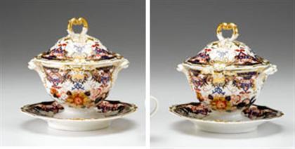 Appraisal: Pair of Bloor Derby Imari palate sauce tureens covers and