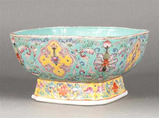 Appraisal: Chinese Famille Rose porcelain square-form footed bowl stylized floral decoration